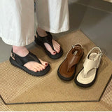 Bonnyshow  Summer Clip Toe Platform Flats Women Sandals Fashion Ankle Buckle Shoes Ladies Outdoor Gladiator Sandalias