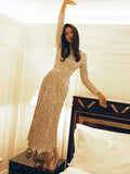 Bonnyshow Autumn New Sequined Dress Women Design Evening Gown Elegant Lady Stylish Long Sleeves Slimming Party Long Dress