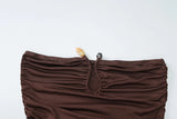 Bonnyshow  Summer Sexy U-Neck Strapless Pleated Hip Hugging Dress
