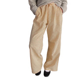 Bonnyshow Lounge Pants y2k Clothes Women Plaid Print Drawstring High Waist Loose Trousers with Pockets 2000s Clothing Streetwear