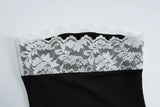 Bonnyshow  Elegant Sleeveless Lace Slim Fit Strapless Dresses Fashionable Black White Patchwork Dress 2025 Summer Party Women's Long Robe