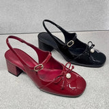 Bonnyshow  Elegant Women's High Heels Sandals Summer Bow Bead Shallow Buckle Mary Janes Shoes 2025 New Slingback Pumps Designer Lady Shoes