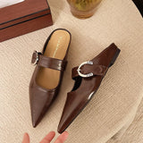 Bonnyshow  New French Style Low Heel Square Mary Jane Shoes Women's Shoes Slippers Retro Fashionable Small Leather Shoes