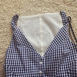 Bonnyshow  plaid shirt women sleeveless V-neck buttons down chic shirt cotton spring summer tops