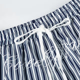 Bonnyshow  Y2k Letter Print Striped Wide Leg Pants Streetwear Baggy Trousers Women Drawstring Pocket Casual Pants Summer Clothing