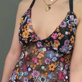 Bonnyshow  Sexy Sequin Embroidery Halter Top Women Delicate Floral Pattern Exquisite Mesh Tanks Female 2025 Summer Beach Vacation Lady Vest