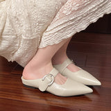 Bonnyshow  New French Style Low Heel Square Mary Jane Shoes Women's Shoes Slippers Retro Fashionable Small Leather Shoes