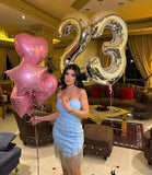 Bonnyshow Eye Catching Sparkle Crystal Beaded Short Cocktail Dresses Sweetheart Strapless Sexy Women Mini Maxi Dress To Birthday Party
