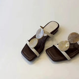 Bonnyshow  New Sheepskin Version Roman Style Flat Bottom Sandals Women's Outdoor Wear Open Toe Square Head Elegance Beach Shoes