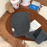 Bonnyshow Korean Ins Scarf Integrated Balaclava Hat Winter Ear Protection Fleece Knit Hat Warm Thicken Beanie Winter Women Accessory