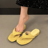 Bonnyshow  Summer Fashion Thin Low Heels Slippers Women Round Clip Toe Beach Casual Sandals Flip Flops Shoes Zapatos De Mujer
