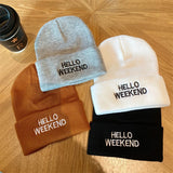 Bonnyshow Letter Embroidered Beanies Women Men Autumn Winter Warm Knitted Hat Korean Hip Hop Unisex Skullcap Couple Bonnets
