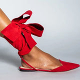 Bonnyshow  New Summer Women's European and American Pointed Sandals Ladies Large Size Red Strappy Flat Shoes