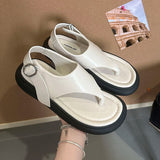 Bonnyshow  Summer Clip Toe Platform Flats Women Sandals Fashion Ankle Buckle Shoes Ladies Outdoor Gladiator Sandalias