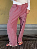 Bonnyshow  Plaid Print Straight Pants Lace Patchwork Bow Aesthetic Y2K Baggy Trousers Fashion Streetwear Joggers Women Bottom