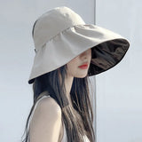 Bonnyshow Summer Women Sun Hat Wide Brim Empty Top Fisherman Cap for Female Lady Outdoor Sunshade Bucket Hats Foldable Panama Caps