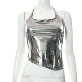 Bonnyshow Solid Color Shiny Bodycon Sexy Style Vest Top New Summer Ladies Camisole Casual Basic