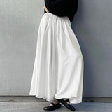 Bonnyshow White Satin Maxi Skirt for Women Elegant Fashion High Waist Slim Skirts Autumn Winter Casual Loose A-line Skirt with Lining