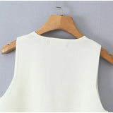 Bonnyshow  Casual Knitted Solid V-neck Vest Women Versatile Sleeveless Single Breasted Vest Cardigan Female Fashion Simple Basic Knitwear