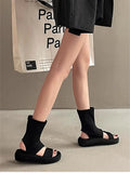 Bonnyshow  Spring Autumn Clip Toe Women Sandals Fashion Platform Thick Bottom Shoes Ladies Slip On Sandalias Booties