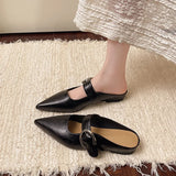 Bonnyshow  New French Style Low Heel Square Mary Jane Shoes Women's Shoes Slippers Retro Fashionable Small Leather Shoes