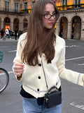 Bonnyshow  Fashion Women's Sleeveless Knit Coats Lady Top With Striped Trim Long Sleeve Button 2025 Spring Summer 2 Pieces Set Women