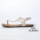 Bonnyshow  Women Minimalist Thong Sandals PU Leather Open Toe Ladies Beach Shoes Lightweight Soft for Women Sexy Slippers Sandals Buckle