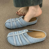 Bonnyshow  Retro Fashion Sandals Summer Outdoor Wear Soft Sole Versatile Lady Beach Shoes Hollow Breathable New Woven Comfort Women Sandals