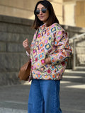 Bonnyshow Colorful Printed Women's Jackets Warm Thicken Women Coats Casual Vintage Jacket Cardigan Autumn Bohemian Long Sleeve Jacket