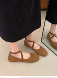 Bonnyshow  Ladies Ballet Shallow Flat Shoes Women's Retro Mary Jane Shoes Luxury soft sole shoe Women cross strap Flats Zapatos Mujer 2025