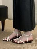 Bonnyshow  Fashion Summer Buckle Strap Woman Sandals Design Style Narrow Band Ladies Shoes Elegant Low Heels Dress Zapatos De Mujer