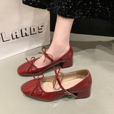 Bonnyshow  Spring Autumn Women Mary Jane Shoes Fashion Butterfly-knot Shoes Casual Low Heel Dress Street Style Shoes