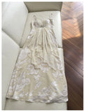 Bonnyshow  Women's Elegant Beige Chiffon Maxi Dress Floral Print Strap Formal Evening Gown Prom Party With Embellished Waist