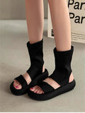 Bonnyshow  Spring Autumn Clip Toe Women Sandals Fashion Platform Thick Bottom Shoes Ladies Slip On Sandalias Booties