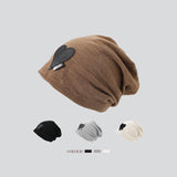 Bonnyshow Autumn Cotton Beanie Cap for Women Solid Color Heart Slouchy Cap Korean Hip Hop Female Loose Hats Girls Skullcap