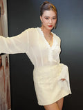 Bonnyshow  Pu Leather Womens Skirts Summer white Knitted Weaving Sexy High Street Bodycon Mini Skirt Female High Waist Skirt New 2025