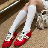 Bonnyshow  Silver Ballet Flats Women's Soft Leather Sport Mary Jane Ribbon Embellished Adult 1 Slip-on Casual Shoes