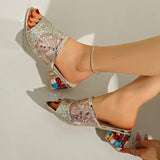 Bonnyshow  Shoes Low Fabric Rome Hoof Heels PU Rubber Cotton Shoes Low Hoof Heels Fabric Rubber Rome PU