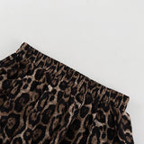 Bonnyshow Fashion Brown Leopard Print Skirts For Women Casual New High Waisted Pleated Skirts Elegant Slim Mini Skirt Streetwear