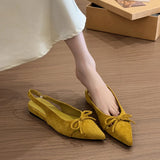 Bonnyshow  Summer Women's Low Heel Sandals Fashion Butterfly-knot Pointed Toe Shoes Ladies Evening Dancing Party Slingback Shoes