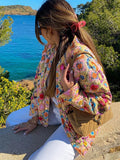 Bonnyshow Colorful Printed Women's Jackets Warm Thicken Women Coats Casual Vintage Jacket Cardigan Autumn Bohemian Long Sleeve Jacket