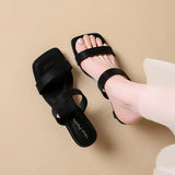 Bonnyshow  Designer Summer Women Square Toe Slippers Fashion High Heel Slide Ladies Casual Dress Evening Party Shoes