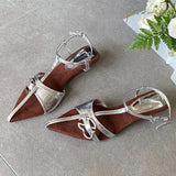 Bonnyshow  Fashion Metal Decorative Wedges Sandals Women Summer Open Toe Naked Strap Sexy Heels Elegant Slingback Pointed Toe Dress Shoes