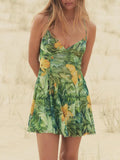 Bonnyshow  Sexy Print Silk Me ort Dr V-ne Strapl Gown High Waist A-line Skirt European Sle Summer New Arrival Women's Faion