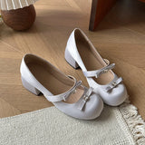 Bonnyshow  Thick Heel Women's Mary Jane Shoes Fashion Butterfly-knot Slip On Shoes Spring Autumn Party Candy Color Shoes