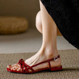 Bonnyshow  Summer Gladiator Women Sandals Casual Open Toe Red Patent Leather Shoes Ladies Elegant Flats Sandalias