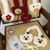 Bonnyshow Japanese Plush Apple Ear Muffs Ladies Plush Earplugs Cold Ear Muffs Warm Cute Plush Windproof Ear Muffs Bike Accessories