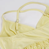 Bonnyshow  Fashion Floral Prints Sweet Ruched Women Camisole Tops Summer Chic Design V-Neck Blouses