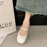 Bonnyshow  Designer Spring Women Mary Jane Shoes Fashion Square Toe Ladies Comfort Soft Sole Flats Women's Comfort Ballerinas Shoes