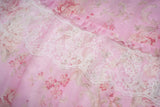 Bonnyshow  Romantic Floral Print Maxi Dress Ruffle Trim Lace Detail Tiered Long Pretty Pink For Women Sleeveless Summer TH9769